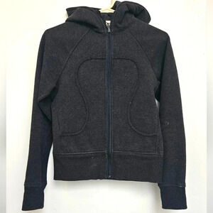 Lululemon Scuba Hooded Sweatshirt Sz 4 Charcoal Gray  Full Zip Thumb…